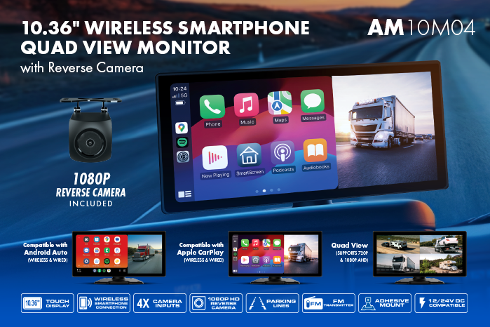 AM10M04 10 Inch Wireless Smartphone Quad-View Monitor