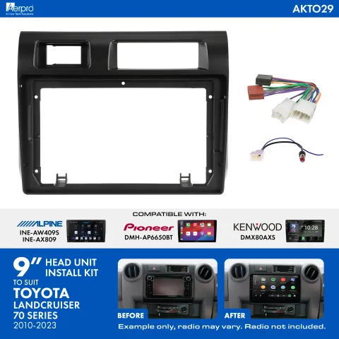 AKTO29 9 INCH INSTALL KIT TO SUIT TOYOTA LANDCRUISER 70 SERIES